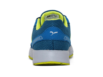 SEGA QUIVE Kids' Marathon trainers, blue and lime rear heel view