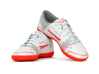 SEGA QUIVE Kids' Spectra football trainers, white and red indoor pair