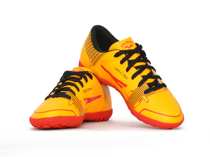 SEGA QUIVE Kids' Spectra football trainers, yellow and red indoor pair